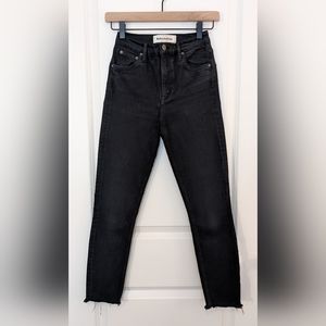 Reformation High & Skinny Frayed Edge Jeans Size 24 Black Wash